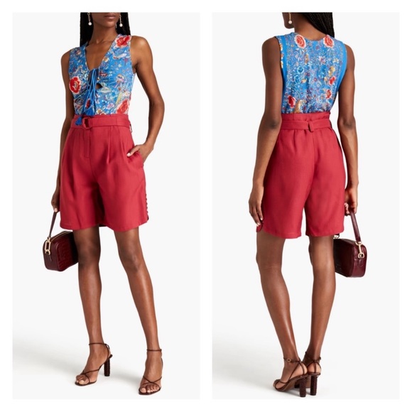 New! Rare ROBERTO CAVALLI Logo Tasseled Ruched Floral Tiger Print Crepe Top - Picture 2 of 16